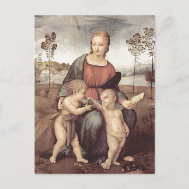 Raffael Madonna mit dem Stieglitz, Szene: Maria mi Postcard (Front)