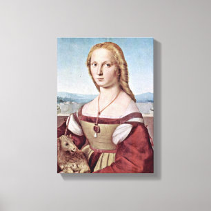 Raffael - Portrait of Young Woman with Unicorn Canvas Print