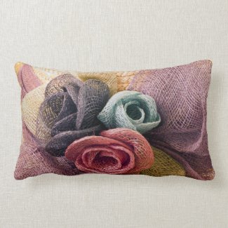 Raffia Roses  Lumbar Pillow