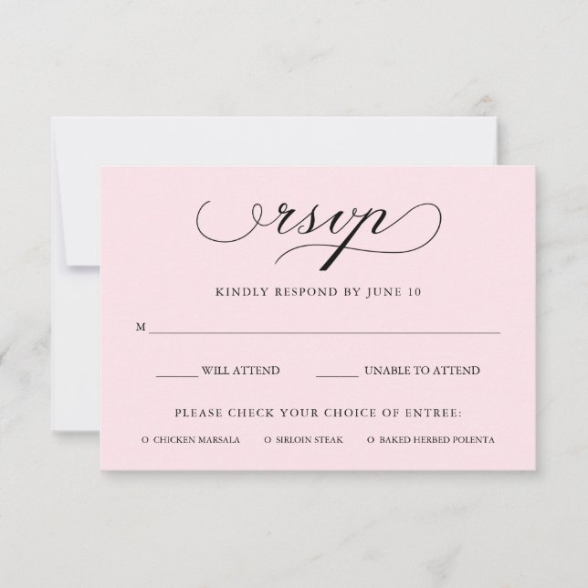 Raffiné | Blush Rose RSVP avec le choix de repas (Devant)
