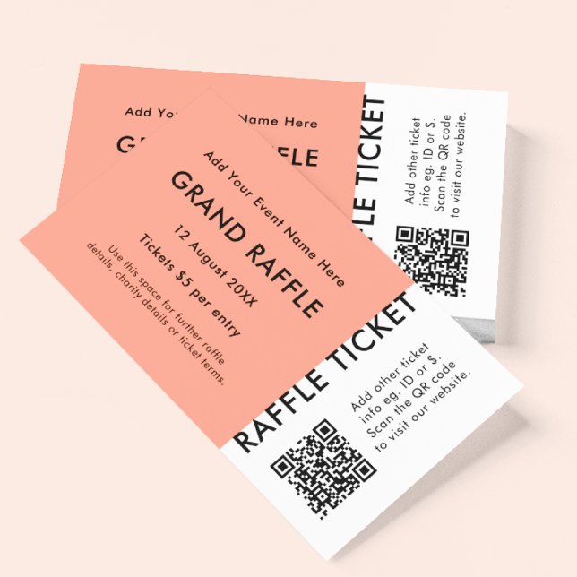 Raffle Ticket Coral QR Prize Draw Event Ticket (Creator Uploaded)