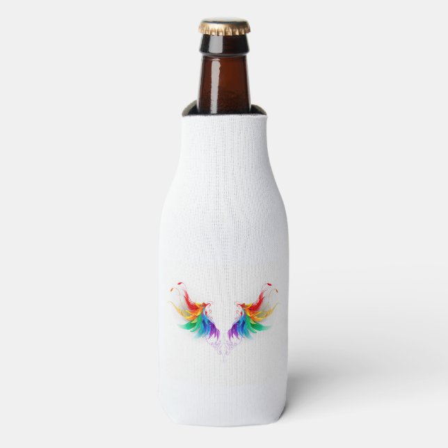 Rafraichisseur De Bouteilles Ailes fluffy arc-en-ciel (Bottle Devant)