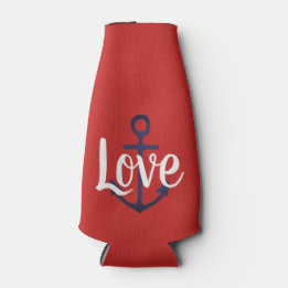 Rafraichisseur De Bouteilles Ancre bleu marine amusante + script LOVE |
