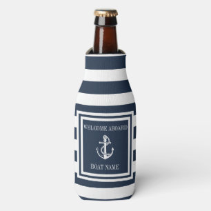 Rafraichisseur De Bouteilles Ancre nautique Nom du bateau Marine Blue Striped