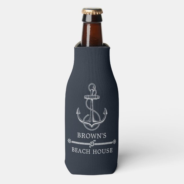 Rafraichisseur De Bouteilles Ancres nautiques Marine Blue Beach ou Lake House (Bottle Devant)