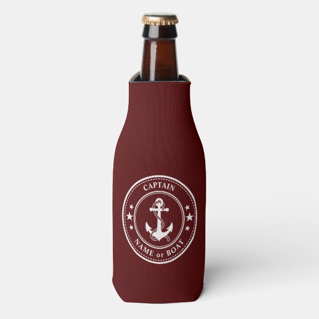 Rafraichisseur De Bouteilles Ancres nautiques Stars Capitaine Bateau ou nom Rou (Bottle Devant)