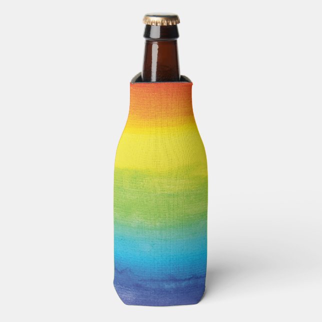 Rafraichisseur De Bouteilles Aquarelle Rainbow Pride brillant Vibrant (Bottle Devant)