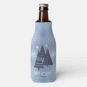 Rafraichisseur De Bouteilles Arbres de Noël et flocons de neige Blue ID863