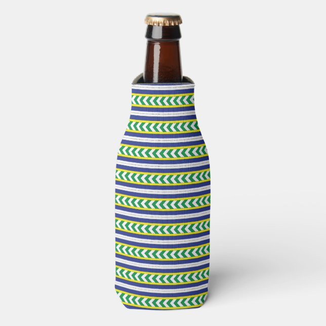 Rafraichisseur De Bouteilles Art folklorique letton vert et bleu letton (Bottle Devant)