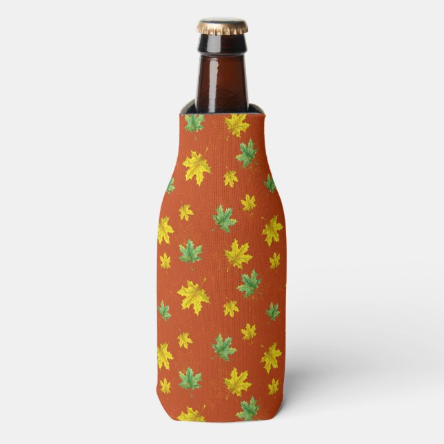 Rafraichisseur De Bouteilles Automne Jaune et Feuilles verts (Bottle Devant)