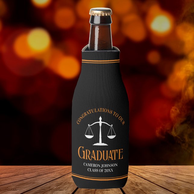 Rafraichisseur De Bouteilles Black Orange Law School Custom Graduation Party (Créateur téléchargé)
