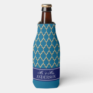 Rafraichisseur De Bouteilles Bleu Paon Or Marocain #4 CB Navy Nom Mariage