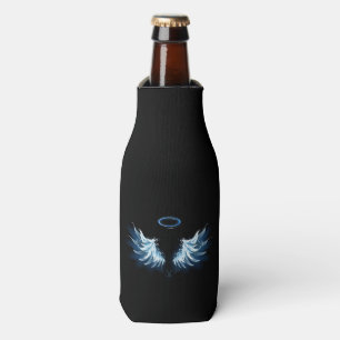 Rafraichisseur De Bouteilles Blue Glowing Angel Wings on black background