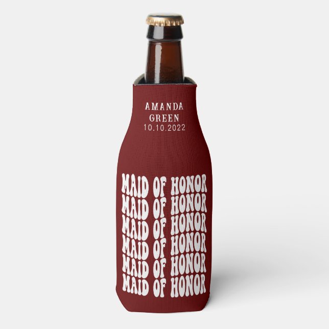Rafraichisseur De Bouteilles Boho rouge foncé tendance femme d'honneur personna (Bottle Devant)