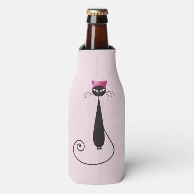Rafraichisseur De Bouteilles Chat Kitty Casquette rose (Bottle Devant)