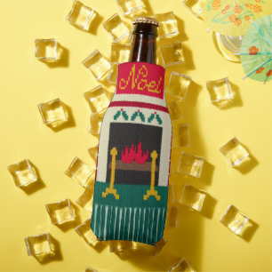 Rafraichisseur De Bouteilles Cheminée Holly Rouge Vert Or Noel Fringe Crochet