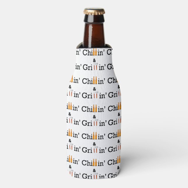 Rafraichisseur De Bouteilles Chillin et Bouteille de Grillin et Can Huggie (Bottle Devant)