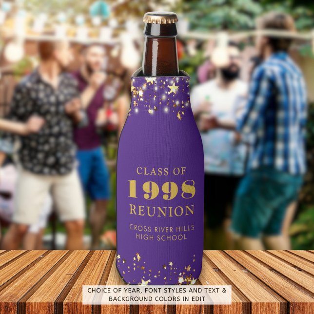 Rafraichisseur De Bouteilles Classe Reunion Purple Gold Stars Personnalisé (Créateur téléchargé)