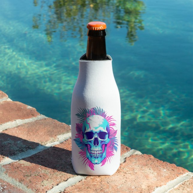Rafraichisseur De Bouteilles Crâne floral en style Vaporwave (Piscine in situ)