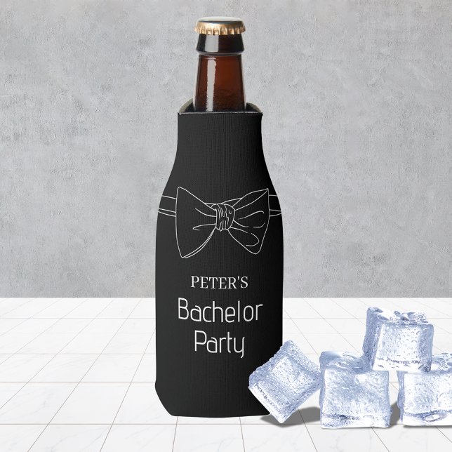 Rafraichisseur De Bouteilles Cravate Bow Custom Black Bachelor Party (Bow Tie Custom Black Bachelor Party Beer Bottle Cooler
)