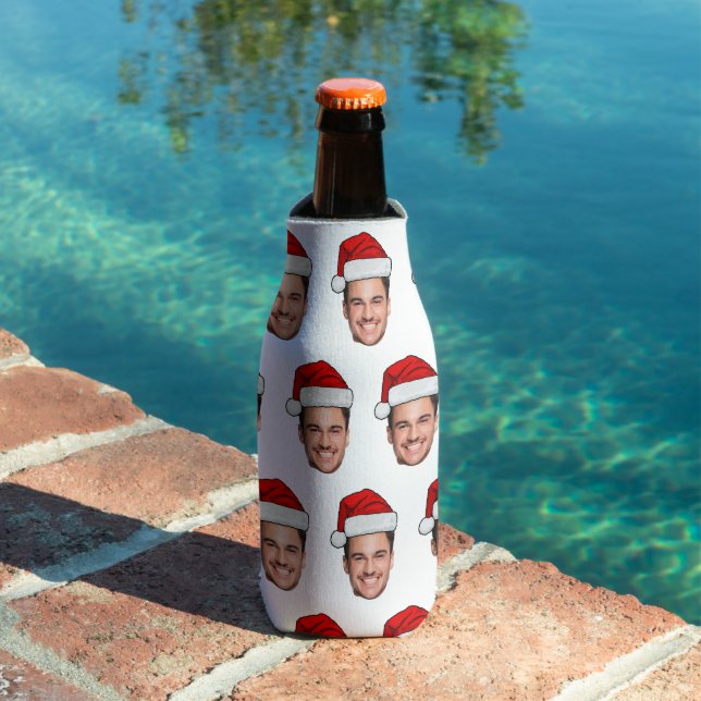 Rafraichisseur De Bouteilles Custom Face Photo Santa Hat Christmas (Piscine in situ)