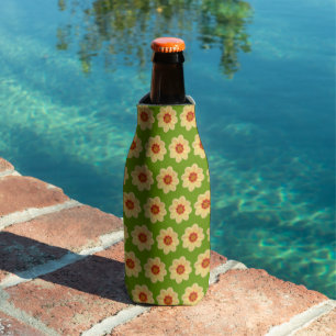 Rafraichisseur De Bouteilles Dahlia jaune motif floral sur vert
