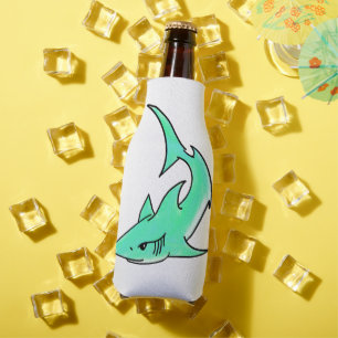 Rafraichisseur De Bouteilles dessin souriant requin menthe bleu vert océan anim