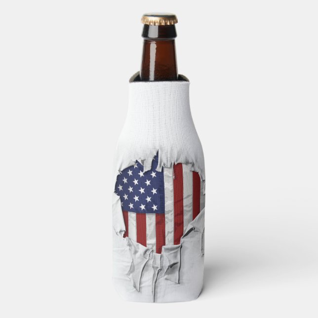 Rafraichisseur De Bouteilles Drapeau américain déchiré, déchiré et déchiré (Bottle Devant)