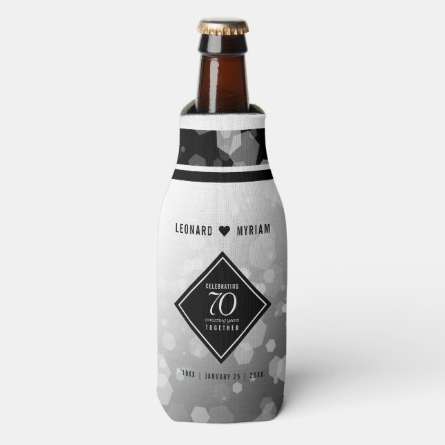 Rafraichisseur De Bouteilles Élégant 70e anniversaire de Mariage Platinum (Bottle Devant)