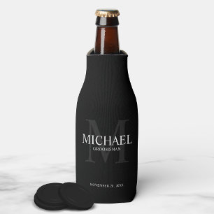 Rafraichisseur De Bouteilles Élégant Noir Personnalisé Groomsmen