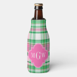 Rafraichisseur De Bouteilles Emerald Green Hot Pink Wht Preppy Madras