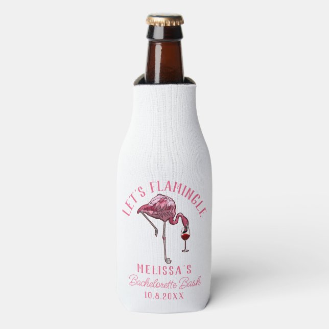 Rafraichisseur De Bouteilles Faisons la fête au Flamant Rose Enterrement de Vie (Bottle Devant)