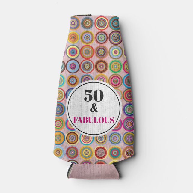 Rafraichisseur De Bouteilles Fête 50e anniversaire Fabulous Pink Cercles modern (Devant)