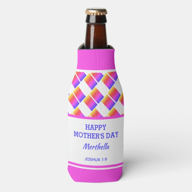 Rafraichisseur De Bouteilles Fête des mères géométriques roses personnalisées C (Bottle Devant)