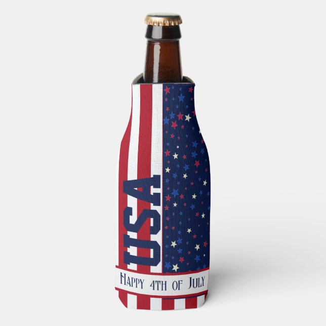 Rafraichisseur De Bouteilles Fête Patriotique USA Party Happy 4 juillet (Bottle Devant)