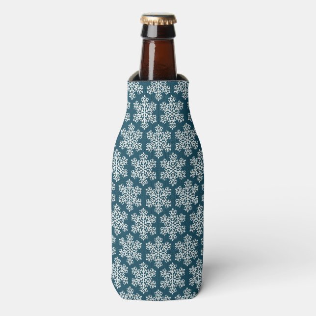 Rafraichisseur De Bouteilles Flacon de neige Motif de Noël bleu blanc (Bottle Devant)