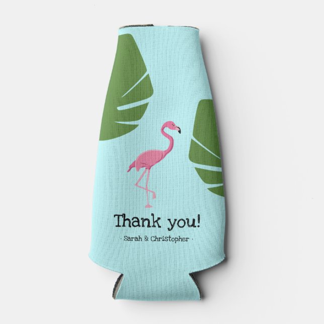 Rafraichisseur De Bouteilles Flamant rose rose personnalisé Mariage de destinat (Devant)