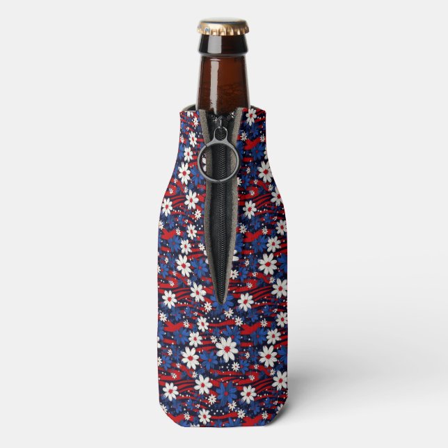 Rafraichisseur De Bouteilles Fleur patriotique - Étoiles, rayures et élégance f (Bouteille Dos)