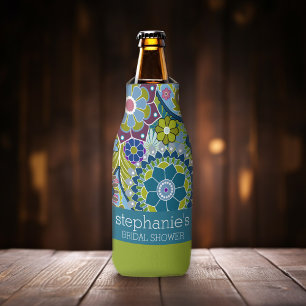 Rafraichisseur De Bouteilles Fleurs de mariage rétro sarcelle et vert