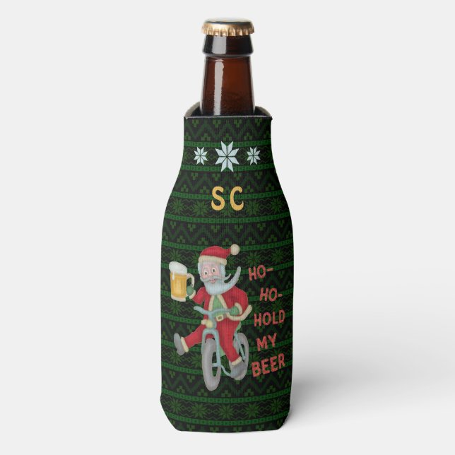 Rafraichisseur De Bouteilles Funny Noël Père Noël Bière Humour Monogrammé (Bottle Devant)