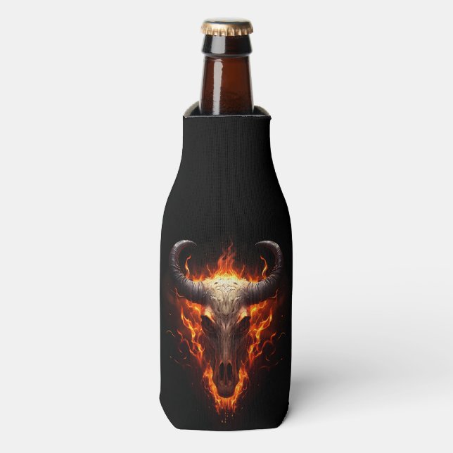 Rafraichisseur De Bouteilles Goth crâne de vache flamboyante (Bottle Devant)