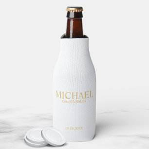 Rafraichisseur De Bouteilles Groomsman personnalisé classique blanc et or