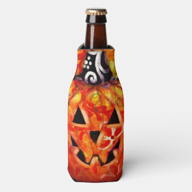 Rafraichisseur De Bouteilles Halloween lunaire Jack-O-Lantern Abstrait (Bottle Devant)