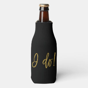 Rafraichisseur De Bouteilles I Do Crew Faux Gold Foil et Black avec coeur