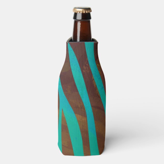 Rafraichisseur De Bouteilles Impression Brown et Turquoise Zebra (Bottle Devant)