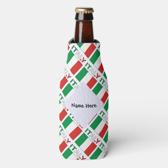 Rafraichisseur De Bouteilles Italy and Italian Flag Tiled with Your Name (Bottle Devant)