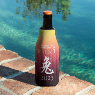 Rafraichisseur De Bouteilles Lapin 兔 Rouge Or Symbole du zodiaque chinois lunai