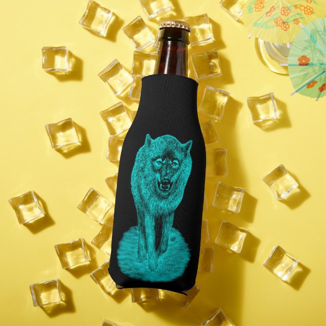 Rafraichisseur De Bouteilles Loup noir en colère dans la nuit (Été in situ)