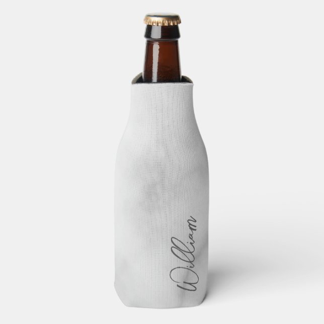 Rafraichisseur De Bouteilles Marbre blanc Modern Script Nom personnalisé (Bottle Devant)
