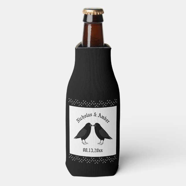 Rafraichisseur De Bouteilles Mariage gothique Baiser Ravens Personnalisé (Bottle Devant)
